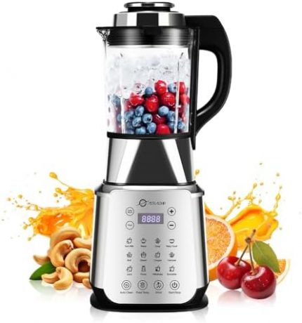 1200W Professional 59 oz Countertop Blender with Heating, Keep-Warm, Auto-Clean & 14 Functions